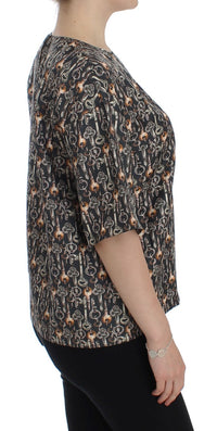 Thumbnail for Enchanted Sicily Silk Blouse with Medieval Keys Print