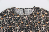 Thumbnail for Enchanted Sicily Silk Blouse with Medieval Keys Print