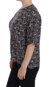 Thumbnail for Enchanted Sicily Silk Blouse with Key Print