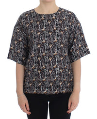 Thumbnail for Enchanted Sicily Silk Blouse with Key Print