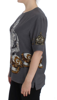 Thumbnail for Enchanted Sicily Silk Blouse with Knight Print