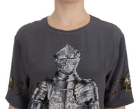 Thumbnail for Enchanted Sicily Silk Blouse with Knight Print