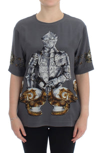Thumbnail for Enchanted Sicily Silk Blouse with Knight Print