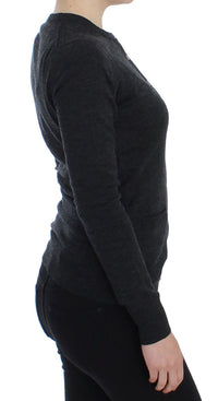 Thumbnail for Elegant Gray Wool Cardigan Sweater