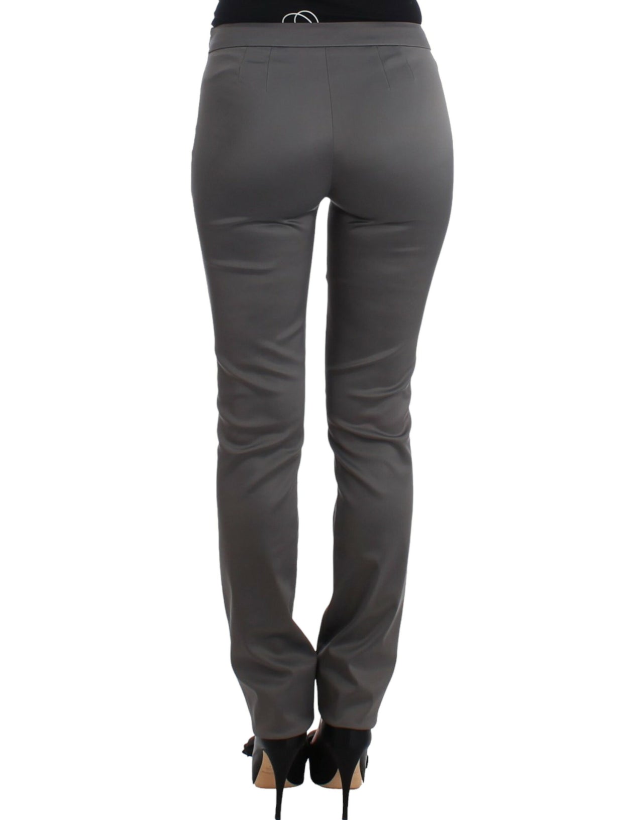 Chic Gray Slim-Fit Designer Pants