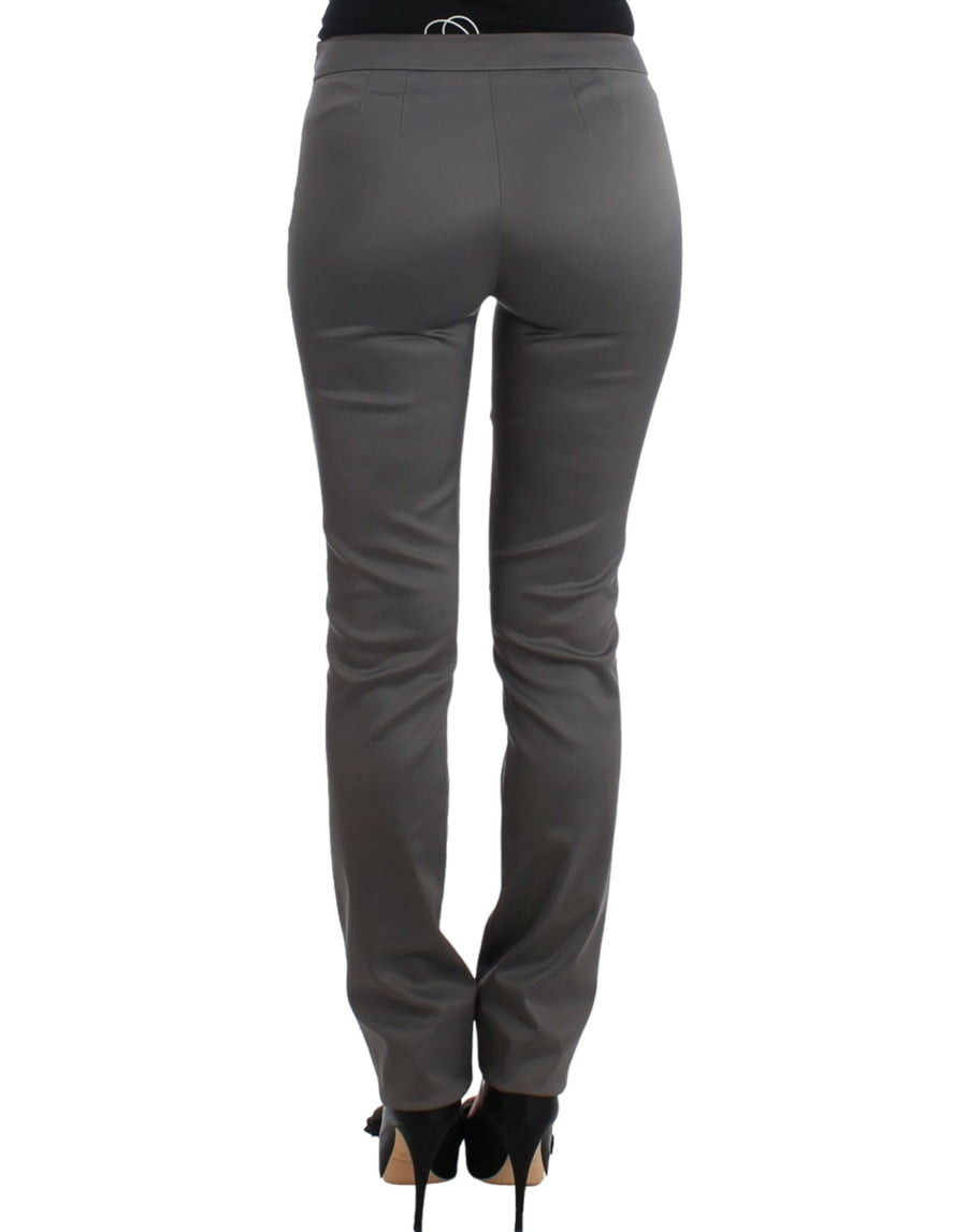 Chic Gray Slim-Fit Designer Pants