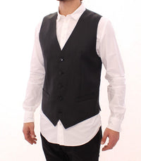 Thumbnail for Elegant Gray Striped Dress Vest