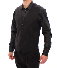 Thumbnail for Elegant Black Striped Wool Dress Vest