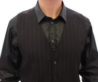 Thumbnail for Elegant Black Striped Wool Dress Vest