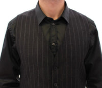 Thumbnail for Sleek Gray Striped Wool Dress Vest