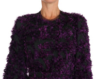 Thumbnail for Elegant Fringe Sheath Dress in Purple & Black