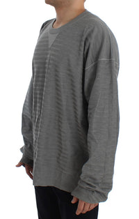 Thumbnail for Elegant Gray Silk Crewneck Pullover Sweater