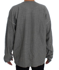 Thumbnail for Elegant Gray Silk Crewneck Pullover Sweater