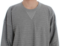 Thumbnail for Elegant Gray Silk Crewneck Pullover Sweater