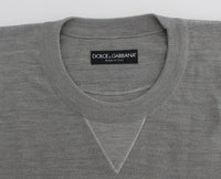Thumbnail for Elegant Gray Silk Crewneck Pullover Sweater