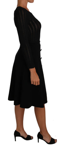 Thumbnail for Elegant Black Knitted Sheath Dress