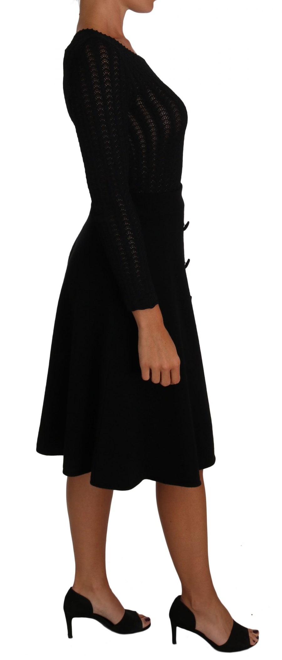 Elegant Black Knitted Sheath Dress