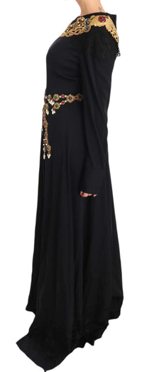Thumbnail for Elegant Maxi Black Dress with Gold Detailing
