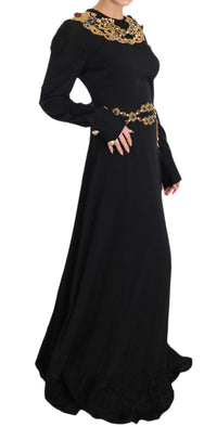 Thumbnail for Elegant Maxi Black Dress with Gold Detailing