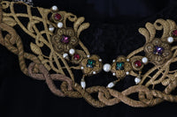 Thumbnail for Elegant Maxi Black Dress with Gold Detailing