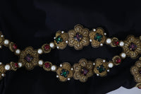 Thumbnail for Elegant Maxi Black Dress with Gold Detailing