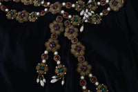 Thumbnail for Elegant Maxi Black Dress with Gold Detailing