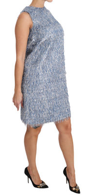 Thumbnail for Elegant Light Blue Fringe Shift Dress