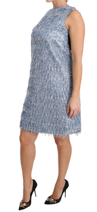 Thumbnail for Elegant Light Blue Fringe Shift Dress