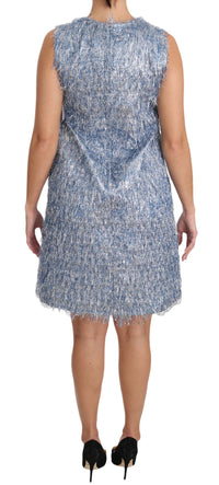 Thumbnail for Elegant Light Blue Fringe Shift Dress