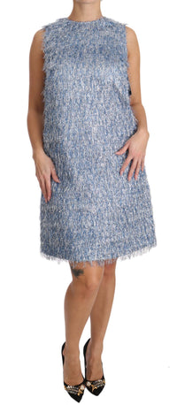 Thumbnail for Elegant Light Blue Fringe Shift Dress