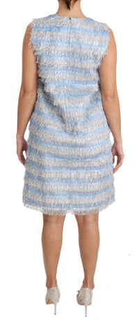 Thumbnail for Elegant Light Blue Fringe Shift Dress