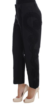 Thumbnail for Black Cotton Stretch Torero Capris Pants