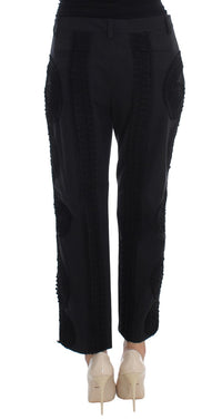Thumbnail for Black Cotton Stretch Torero Capris Pants