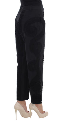 Thumbnail for Black Cotton Stretch Torero Capris Pants