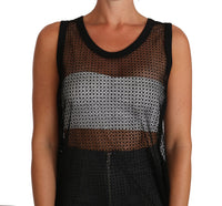 Thumbnail for Elegant Sleeveless Black Mesh Top
