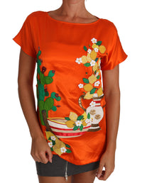 Thumbnail for Sicilian Summer Silk Crystal-Embellished Top