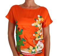 Thumbnail for Sicilian Summer Silk Crystal-Embellished Top