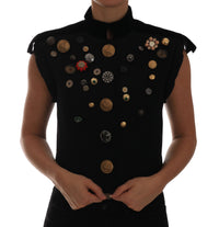 Thumbnail for Embellished Black Military Style Vest