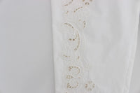 Thumbnail for Elegant White Floral Cutout Dress Pants