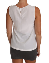 Thumbnail for Elegant Sleeveless White Silk Blouse Top