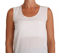 Thumbnail for Elegant Sleeveless White Silk Blouse Top