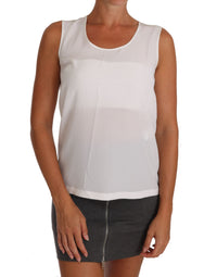 Thumbnail for Elegant Sleeveless White Silk Blouse Top