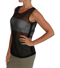 Thumbnail for Elegant Black Mesh Sleeveless Blouse Top
