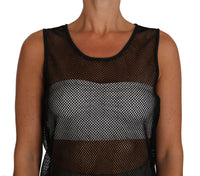 Thumbnail for Elegant Black Mesh Sleeveless Blouse Top