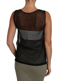 Thumbnail for Elegant Black Mesh Sleeveless Blouse Top