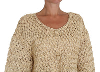 Thumbnail for Chic Beige Crochet Knitted Raffia Cardigan