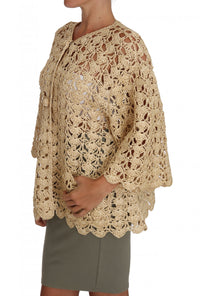 Thumbnail for Chic Beige Crochet Raffia Cardigan