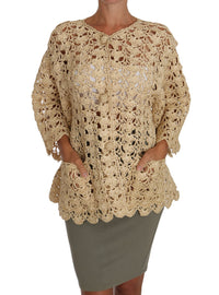 Thumbnail for Chic Beige Crochet Raffia Cardigan