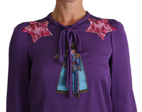 Thumbnail for Enchanted Purple Silk Crystal Blouse