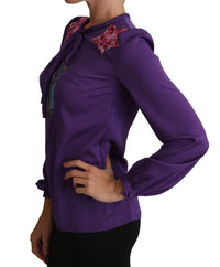 Thumbnail for Enchanted Purple Silk Crystal Blouse